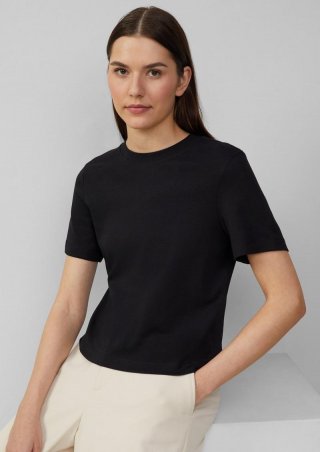s.Oliver Verkürztes T-Shirt aus Interlockjersey - schwarz