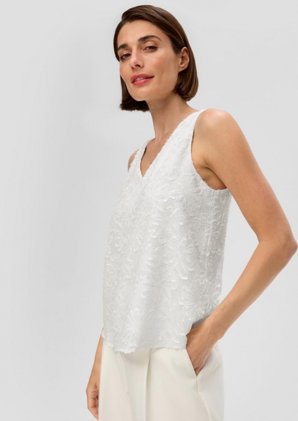 s.Oliver Shirt mit Chiffon-Musterstruktur - ecru