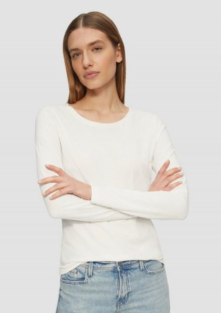 s.Oliver Longsleeve aus Baumwollstretch - ecru