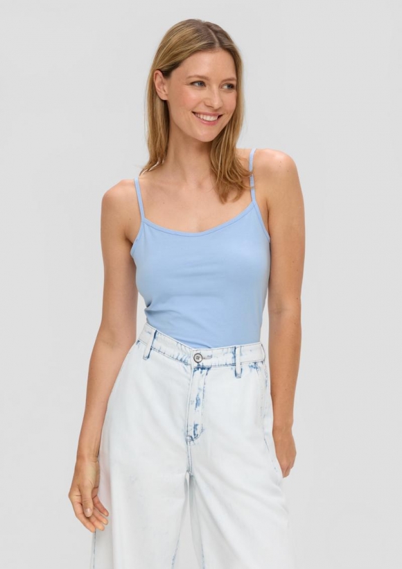 s.Oliver Spaghettiträger-Top aus Baumwollstretch im Slim Fit - himmelblau