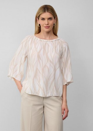 s.Oliver Viskosebluse mit weiten 3/4-Ärmeln und Kragen-Detail - helles beige