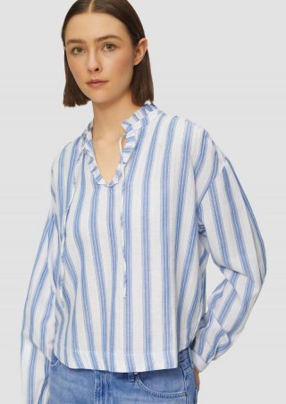 s.Oliver Bluse mit Rüschen und Glitzergarn - royalblau