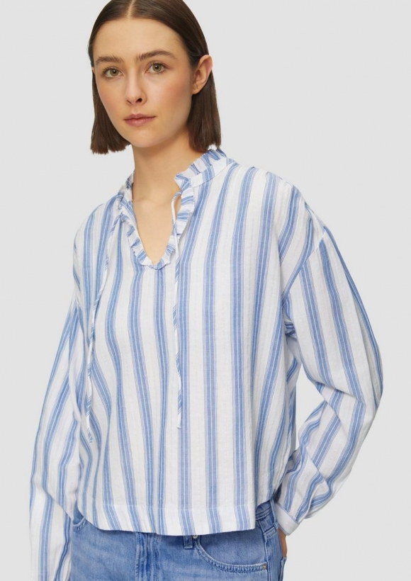 s.Oliver Bluse mit Rüschen und Glitzergarn - royalblau