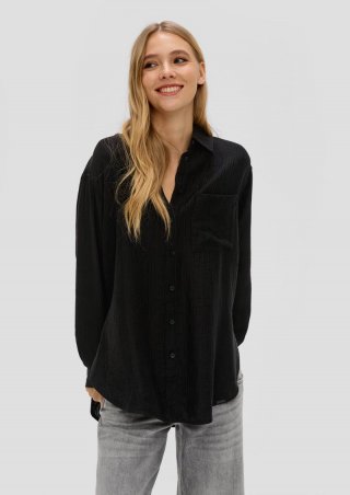 s.Oliver Hemd im Oversized-Look - schwarz