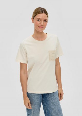 s.Oliver T-Shirt mit Häkel-Detail - beige