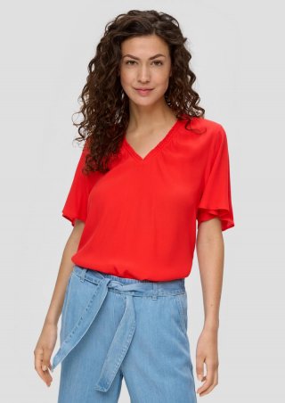 s.Oliver Viskosebluse mit V-Ausschnitt im Relaxed Fit - rot