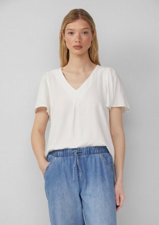 s.Oliver Feminine Kurzarmbluse aus Viskose - creme