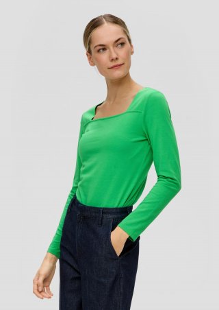 s.Oliver Langarmshirt mit Karreeausschnitt - grün