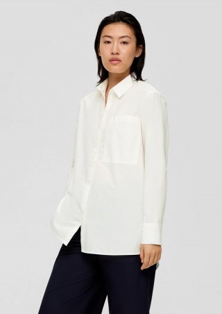 s.Oliver Baumwollbluse mit verlängertem Rückensaum - ecru