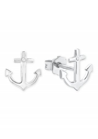 s.Oliver Silberne Ohrstecker Anker mit Zirkonia - silber