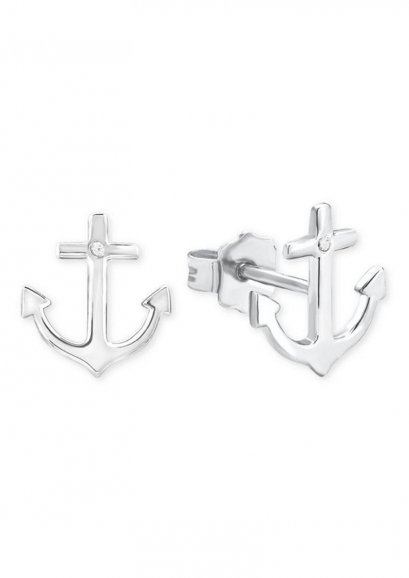 s.Oliver Silberne Ohrstecker Anker mit Zirkonia - silber