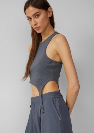 s.Oliver Ripptop mit Schnallendetail | QS x Vanessa Mai - dunkelgrau