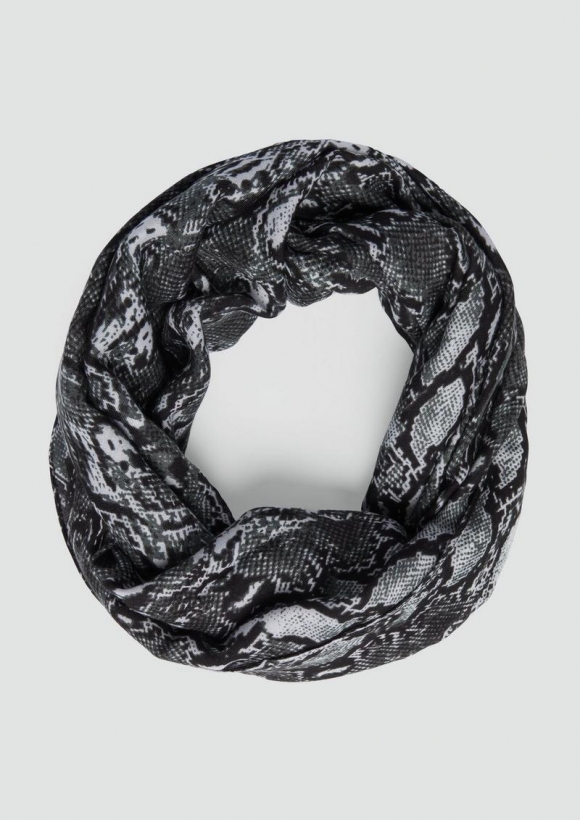 s.Oliver Loop-Schal mit All-over-Print in Schlangenoptik - dunkelgrau