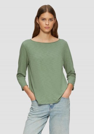 s.Oliver Shirt mit Flammgarnstruktur und 3/4-Ärmeln - olivgrün
