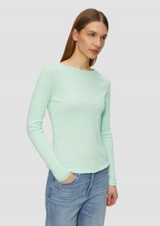 s.Oliver Baumwoll-Longsleeve im Slim Fit - minze