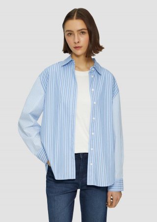 s.Oliver Popeline-Bluse im Relaxed Fit mit Streifenmix - blau