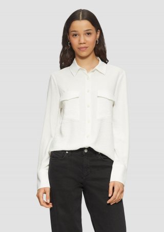 s.Oliver Lässige Hemdbluse mit aufgesetzten Taschen - creme