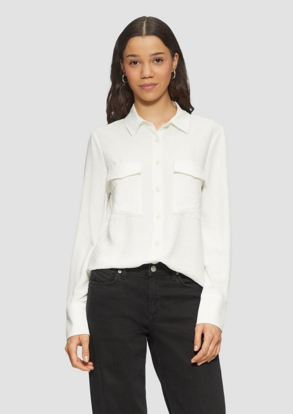 s.Oliver Lässige Hemdbluse mit aufgesetzten Taschen - creme