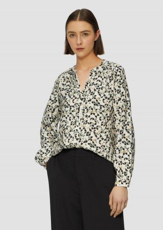 s.Oliver Bluse aus Viskosemix mit Raffung - beige