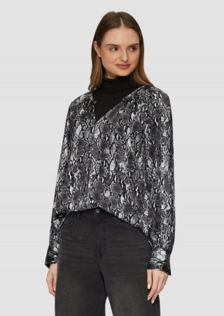 s.Oliver Satinbluse im Relaxed Fit - dunkelgrau