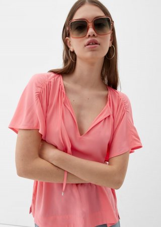 s.Oliver Viskosebluse mit Raffung - koralle