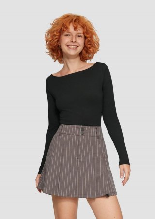 s.Oliver Baumwollshirt mit U-Boot-Ausschnitt - schwarz