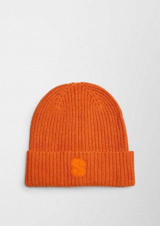 s.Oliver Strickmütze aus Baumwollmix - orange