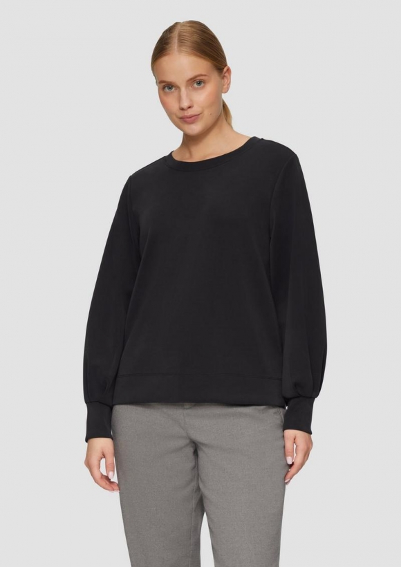 s.Oliver Scuba-Sweatshirt mit weiten Ärmeln - schwarz