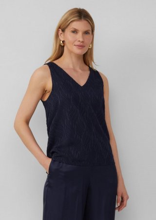 s.Oliver Gefütterte Bluse mit Strukturmuster - navy