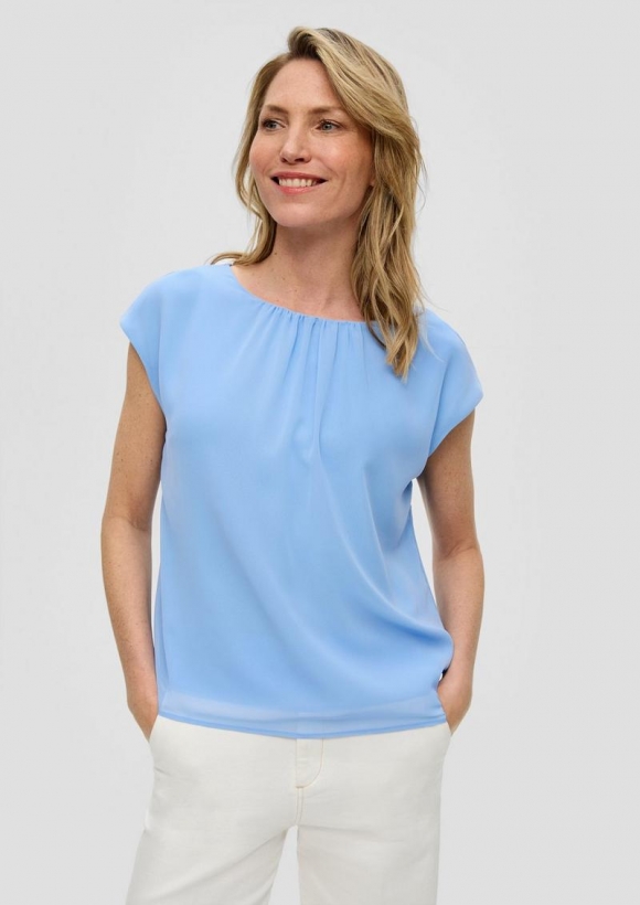 s.Oliver Chiffonbluse mit Raffung - hellblau