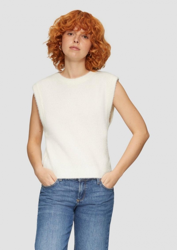 s.Oliver Weicher Strickpullunder mit Crew Neck - ecru