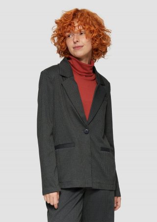 s.Oliver Karierter Blazer aus Viskosemix - schwarz