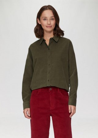 s.Oliver Cordbluse im Relaxed Fit mit Naht-Details - olivgrün
