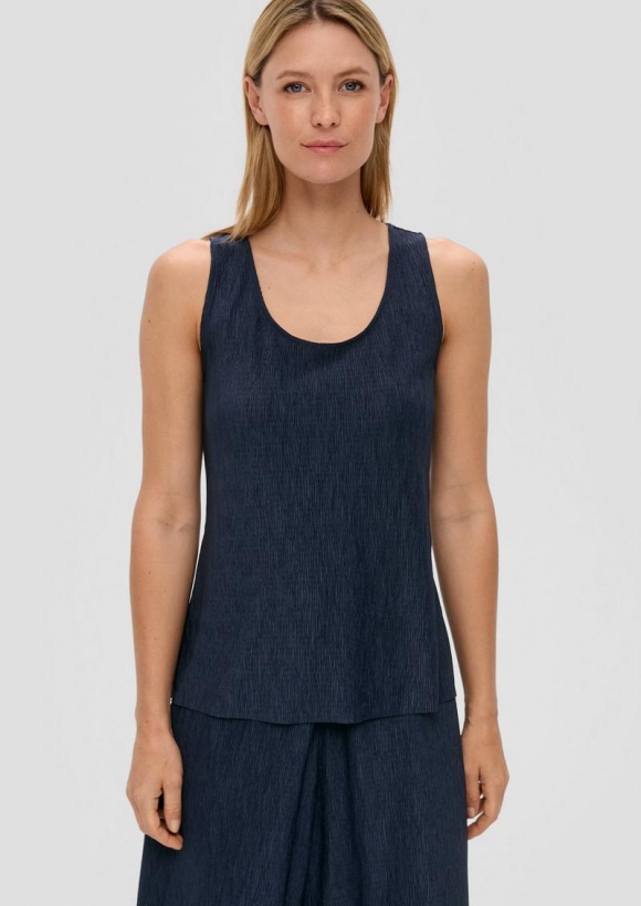 s.Oliver Plissiertes Shirt aus Jersey - tiefblau