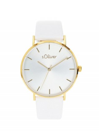 s.Oliver Edelstahluhr mit Lederarmband - gold