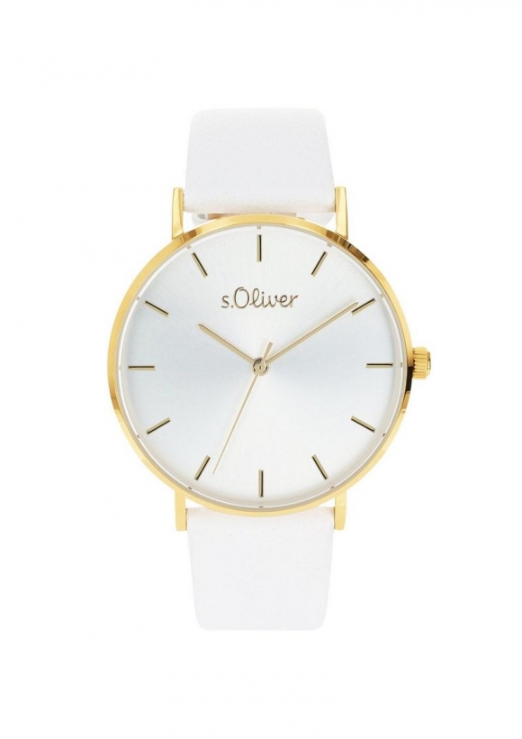 s.Oliver Edelstahluhr mit Lederarmband - gold