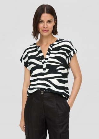 s.Oliver Blusenshirt aus Leinenmix - schwarz