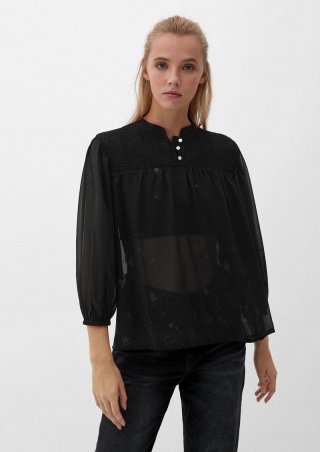 s.Oliver Blusenshirt mit abstraktem Muster - schwarz