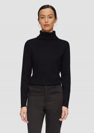 s.Oliver Feiner Rollkragenpullover mit Ajour-Details - schwarz