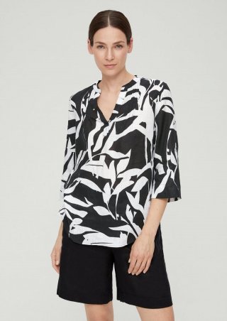 s.Oliver Leinenbluse mit Pintucks - schwarz