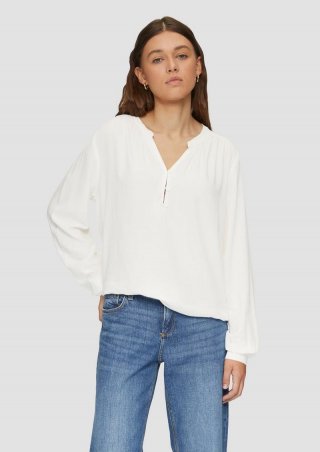 s.Oliver Fließende Viskose-Bluse mit Raffung - ecru