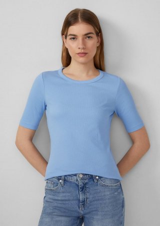 s.Oliver Bequemes Jerseyshirt mit Rippblende - hellblau