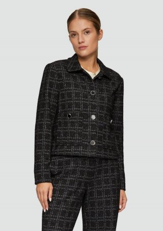 s.Oliver Bouclé-Jacke mit aufgesetzten Taschen - schwarz