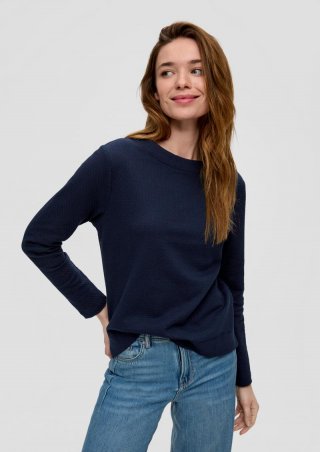 s.Oliver Sweatshirt mit Dobby-Struktur - navy