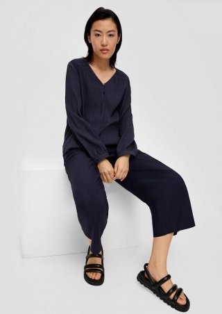 s.Oliver Bluse mit gesmokten Details - navy