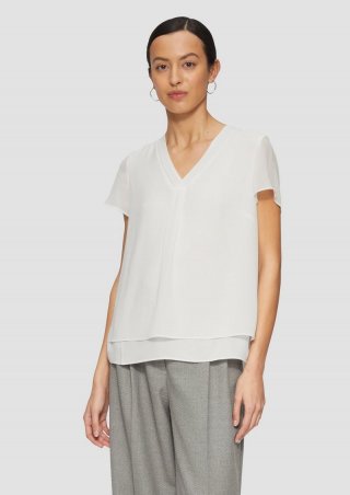 s.Oliver Layering-Bluse aus Chiffon - ecru