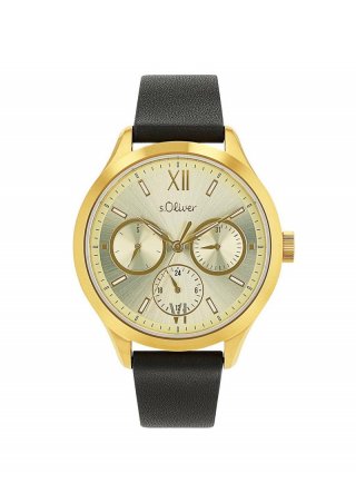 s.Oliver Uhr mit Lederarmband - gold