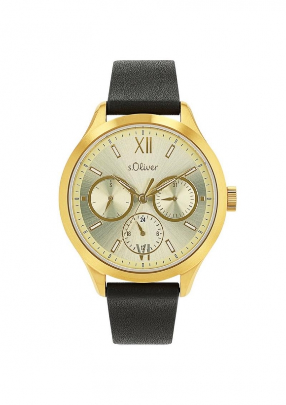 s.Oliver Uhr mit Lederarmband - gold