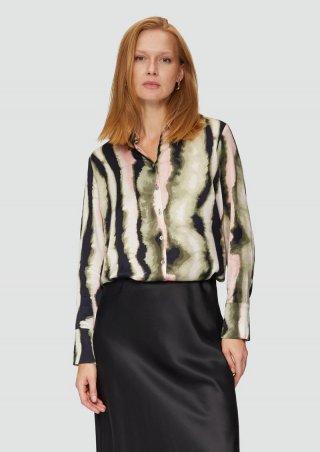 s.Oliver Satin-Bluse mit All-over-Print - navy
