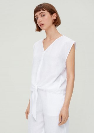 s.Oliver Bluse mit Knoten-Detail - weiß
